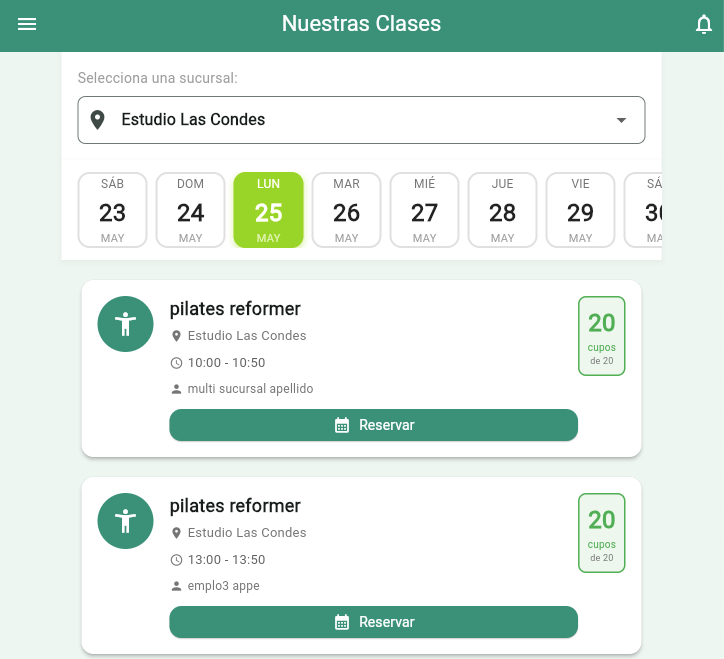 App — Nuestras Clases
