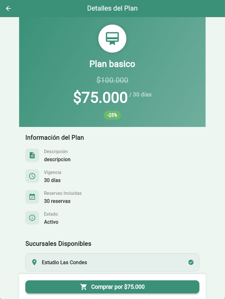 App — Detalle del Plan