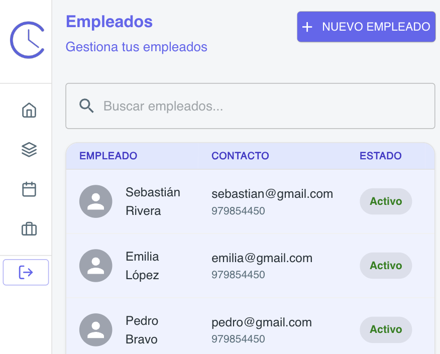 Panel de empleados